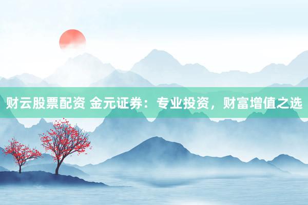 财云股票配资 金元证券：专业投资，财富增值之选