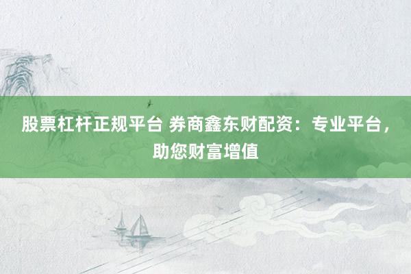 股票杠杆正规平台 券商鑫东财配资：专业平台，助您财富增值