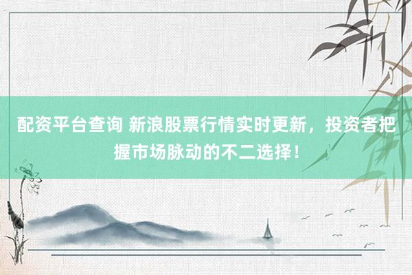 配资平台查询 新浪股票行情实时更新，投资者把握市场脉动的不二选择！