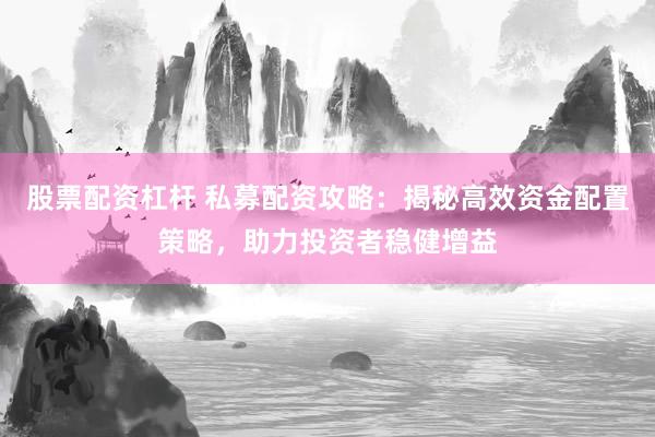 股票配资杠杆 私募配资攻略：揭秘高效资金配置策略，助力投资者稳健增益