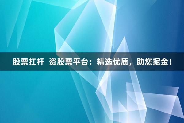 股票扛杆  资股票平台：精选优质，助您掘金！