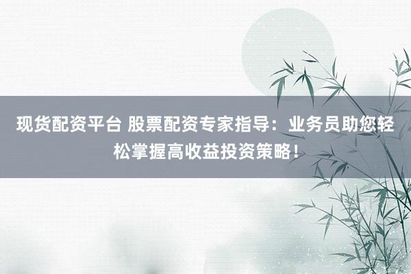 现货配资平台 股票配资专家指导：业务员助您轻松掌握高收益投资策略！