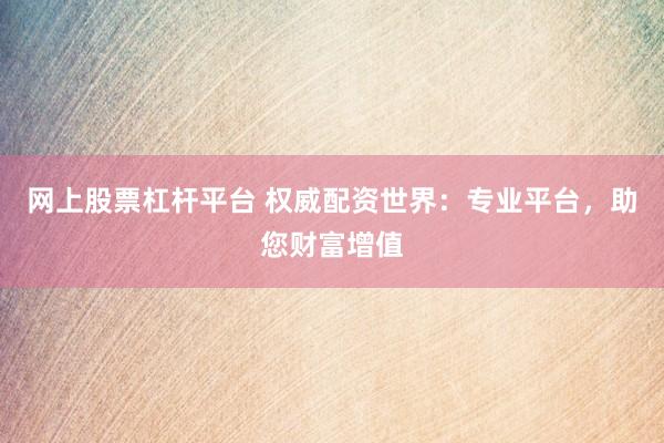 网上股票杠杆平台 权威配资世界：专业平台，助您财富增值