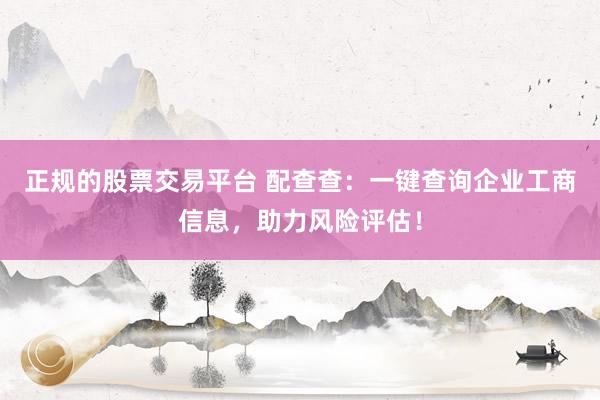 正规的股票交易平台 配查查：一键查询企业工商信息，助力风险评估！