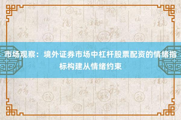 市场观察：境外证券市场中杠杆股票配资的情绪指标构建从情绪约束