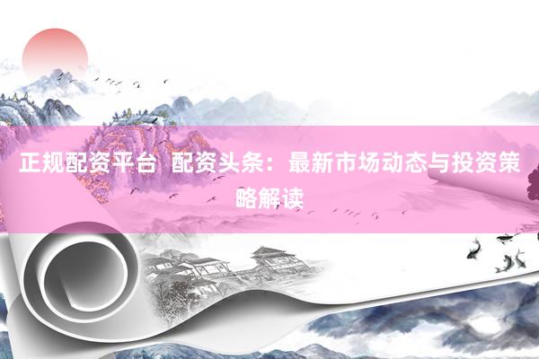 正规配资平台 配资头条:最新市场动态与投资策略解读