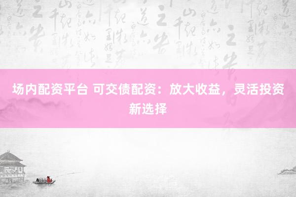 场内配资平台 可交债配资:放大收益,灵活投资新选择