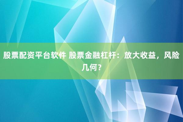 股票配资平台软件 股票金融杠杆：放大收益，风险几何？